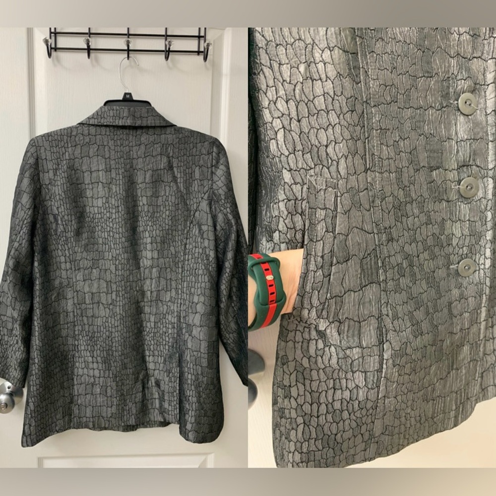 Grey / Silver Patterned Blazer / Jacket - Picture 11 of 17